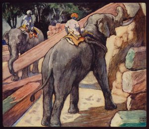 Słonie palujące Teak (kolor lito) autorstwa Edwin Noble
