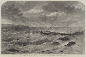 Douglas Breakwater, Isle of Man, uszkodzony przez późną burzę