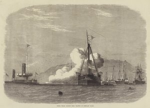 Próby strzelania przeciwko HMS Glatton w Portland Roads autorstwa Edwin Weedon