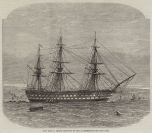 HMS Bombay, niedawno zniszczony przez ogień w Montevideo