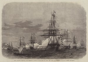 HMS Galatea przyjmuje cesarza Brazylii podczas wizyty u JKW Księcia Edynburga w Rio de Janeiro autorstwa Edwin Weedon