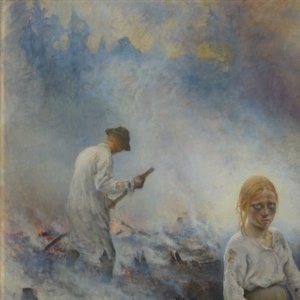 Pod jarzmem (Spalanie chrustu) autorstwa Eero Järnefelt