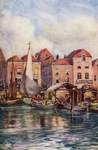 Ren: Dordrecht, targ rybny (kolorowa litografia) autorstwa Effie Jardine