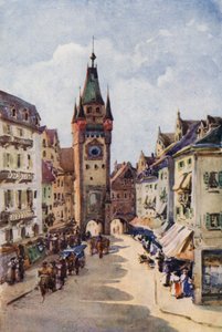 Ren: Stara Wieża, Freiburg-im-Breisgau (kolorowa litografia) autorstwa Effie Jardine