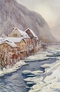 Ren: Ragatz, Rzeka Tamina (kolorowa litografia) autorstwa Effie Jardine