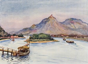 Ren: Drachenfels i Nonnenwerth z Rolandseck (kolorowa litografia)