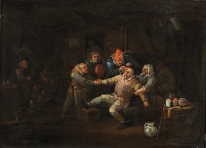 Wizyta chirurga, ok. 1676-1744 (olej na desce) autorstwa Egbert van (c.1676 1744) Heemskerck