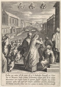 Pojawienie się trzech dominikanów Życie św. Tomasza z Akwinu (tytuł serii) autorstwa Egbert van Panderen