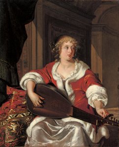Młoda dama stroi swoją lutnię autorstwa Eglon van der Neer