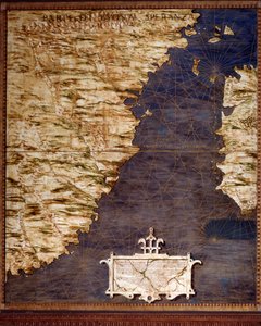 Mapa RPA i Przylądka Dobrej Esperance wykonana przez Egnazio Danti (1536-1586) matematyka, kosmografa i włoskiego architekta. Około 1567 r. Florencja, Palazzo Vecchio, Sala del Mappamondo autorstwa Egnazio Danti