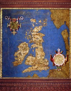 Mapa Wysp Brytyjskich autorstwa Egnazio Danti (1536-1586) matematyka, kosmografa i włoskiego architekta. Około 1567 r. Florencja, Palazzo Vecchio, Sala del Mappamondo
