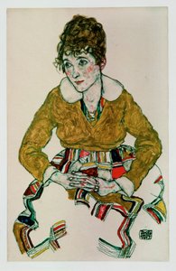 Bildnis der Gattin des Kuenstlers [Portret żony artysty] (gwasz i czarna kredka) autorstwa Egon Schiele