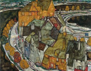 Półksiężyc domów II Miasto na wyspie, 1915 autorstwa Egon Schiele