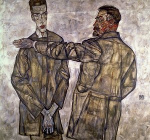 Podwójny portret Ottona i Heinricha Benescha, 1913 autorstwa Egon Schiele