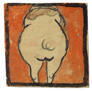 Entwurf für eine Wanddekoration im Atelier Wattmanngasse (Schwein von hinten?) autorstwa Egon Schiele