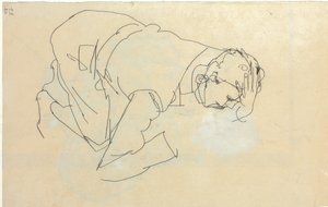 Erich Lederer z profilu, ręka w głowę, 1912 autorstwa Egon Schiele