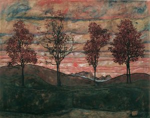 Cztery drzewa, 1917. autorstwa Egon Schiele