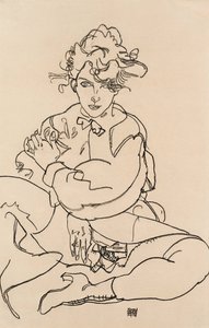 Dziewczyna siedząca z rozłożonymi nogami, 1918 autorstwa Egon Schiele
