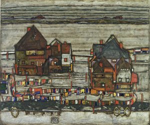 Domy z liniami do prania, 1914 autorstwa Egon Schiele