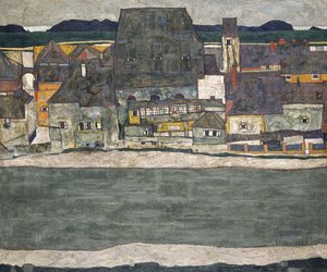 Domy nad rzeką Stare Miasto, 1914 autorstwa Egon Schiele