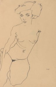 Klęczący akt kobiecy autorstwa Egon Schiele