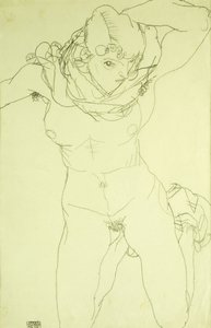 Klęcząca Nude z przodu; Klęczący akt z przodu, 1914