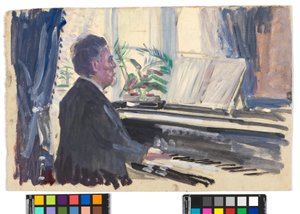 Leopold Czihaczek przy fortepianie (szkic) autorstwa Egon Schiele