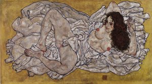 „Leżąca kobieta” autorstwa Egon Schiele
