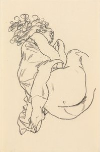 Nude w pozycji leżącej; Liegende, 1917 autorstwa Egon Schiele