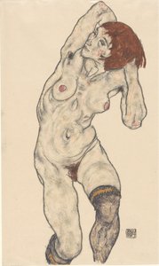 Akt w czarnych pończochach, 1917. autorstwa Egon Schiele