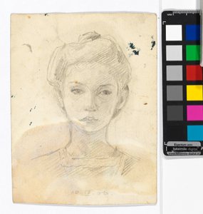 Portret dziewczynki; na odwrocie: rysunki zwierząt autorstwa Egon Schiele