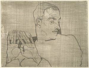 Portret Arthura Roesslera, 1914 (sucha igła) autorstwa Egon Schiele
