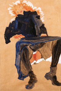 Leżąca dziewczyna w niebieskiej sukience, 1910 autorstwa Egon Schiele
