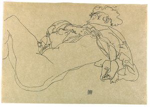 Leżąca naga kobieca, 1914 autorstwa Egon Schiele