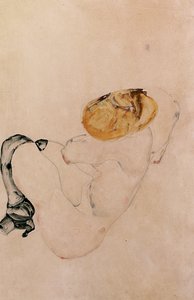 Przerażona, przyczajona młoda dziewczyna, 1912 autorstwa Egon Schiele