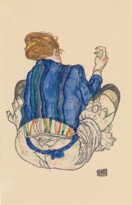 Siedząca kobieta, widok z tyłu, 1917. autorstwa Egon Schiele