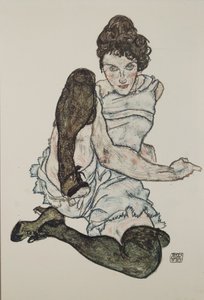 Siedząca kobieta z podniesionymi nogami, 1917 autorstwa Egon Schiele