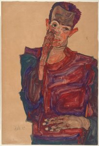 Autoportret z opuszczoną powieką, 1910 autorstwa Egon Schiele