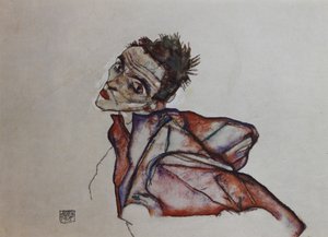 Autoportret z rękami odwróconymi do tyłu, 1915. autorstwa Egon Schiele