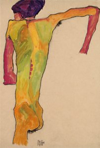 Sich aufstützender Rückenakt autorstwa Egon Schiele