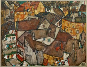 Małe miasteczko - Krumau w Czechosłowacji (olej na płótnie) autorstwa Egon Schiele