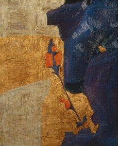Stylizowany kwiat na dekoracyjnym tle ... (brąz) autorstwa Egon Schiele