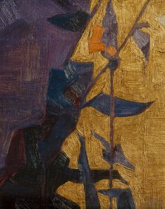 Stylizowany kwiat na dekoracyjnym tle ... (brąz) autorstwa Egon Schiele