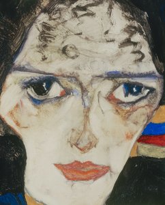 Kobieta w żałobie (olej na drewnie) autorstwa Egon Schiele