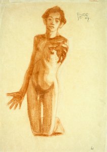 Młody mężczyzna klęczący, 1908 autorstwa Egon Schiele