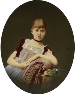 Portret dziewczynki. Fotografia żelatynowa srebrna, gwasz, Egor Maximovich Ovcharenko (?-1902) autorstwa Egor Maximovich Ovcharenko