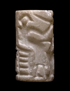 Pieczęć cylindryczna (sceny wczesnodynastycznej „aktywności człowieka”), wczesnodynastyczna II (kalcyt) autorstwa Egyptian