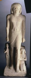 Grupa rodzinna, prawdopodobnie z Sakkary, Stare Królestwo, od końca V do początku VI dynastii (malowany wapień) autorstwa Egyptian