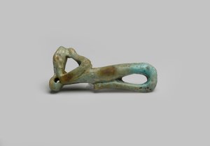 Figura boga węża, prawdopodobnie z El Hiba (fajans) autorstwa Egyptian