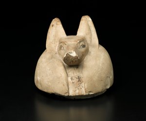 Pokrycie słoja kanopskiego z głową szakala (wapień) autorstwa Egyptian